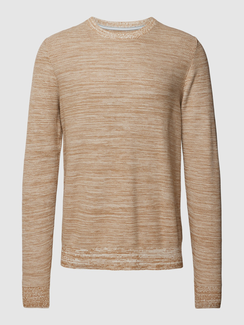 Strickpullover in melierter Optik in beige meliert