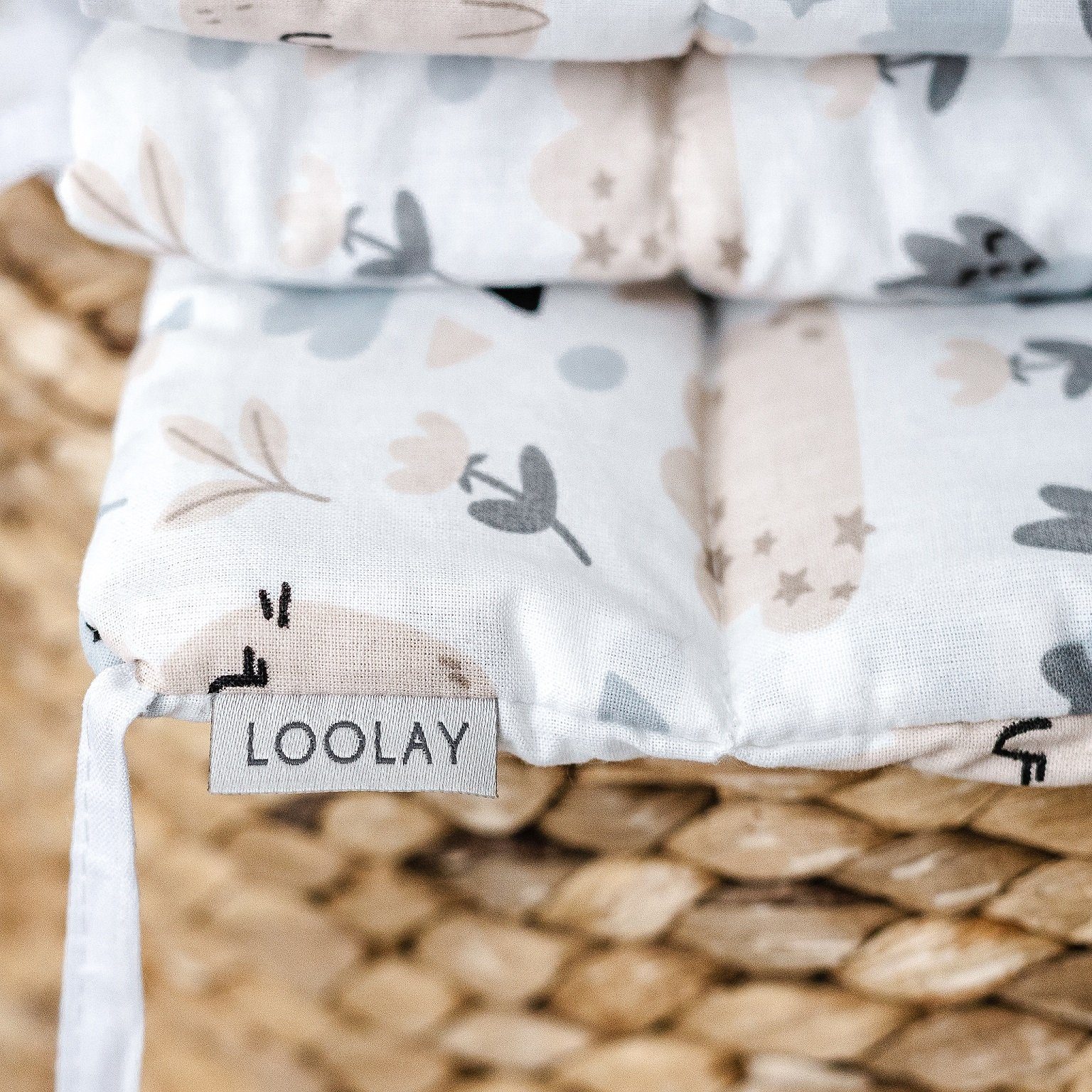 Loolay Bettnestchen HASE Beige Bettumrandung 420, 360, 210, 180 x 30cm Baumwolle BABYNEST, (Babybett Bettschutzgitter Umrandung Baby Kopfschutz, Premium GESCHENK), LOOLAY® - 100% Europäische Stoffe und Kleinserien-Nähen!