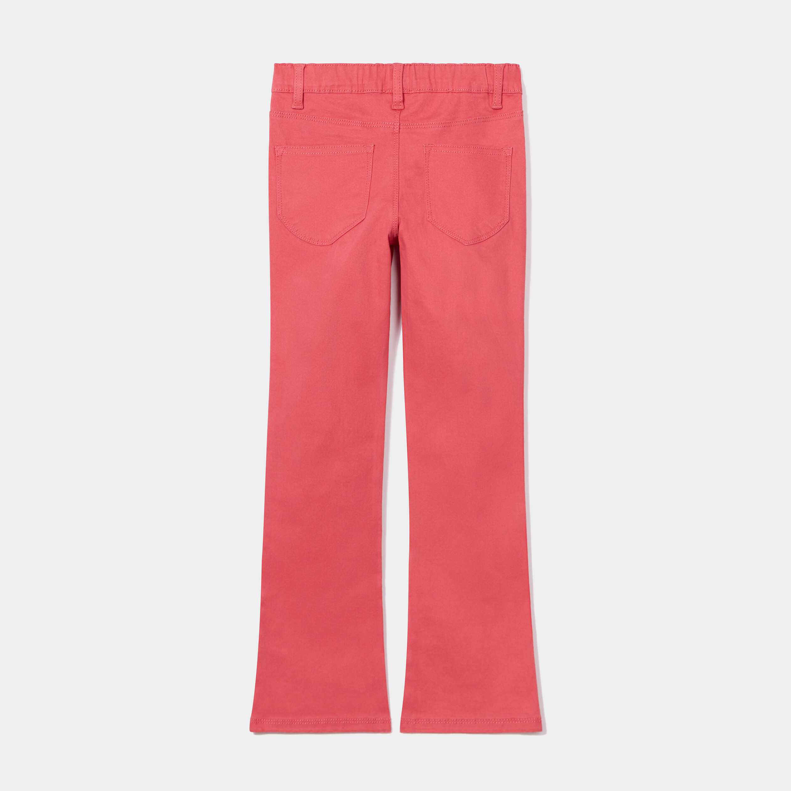 Tregging flare coton taille élastiquée rose framboise fille | La Halle