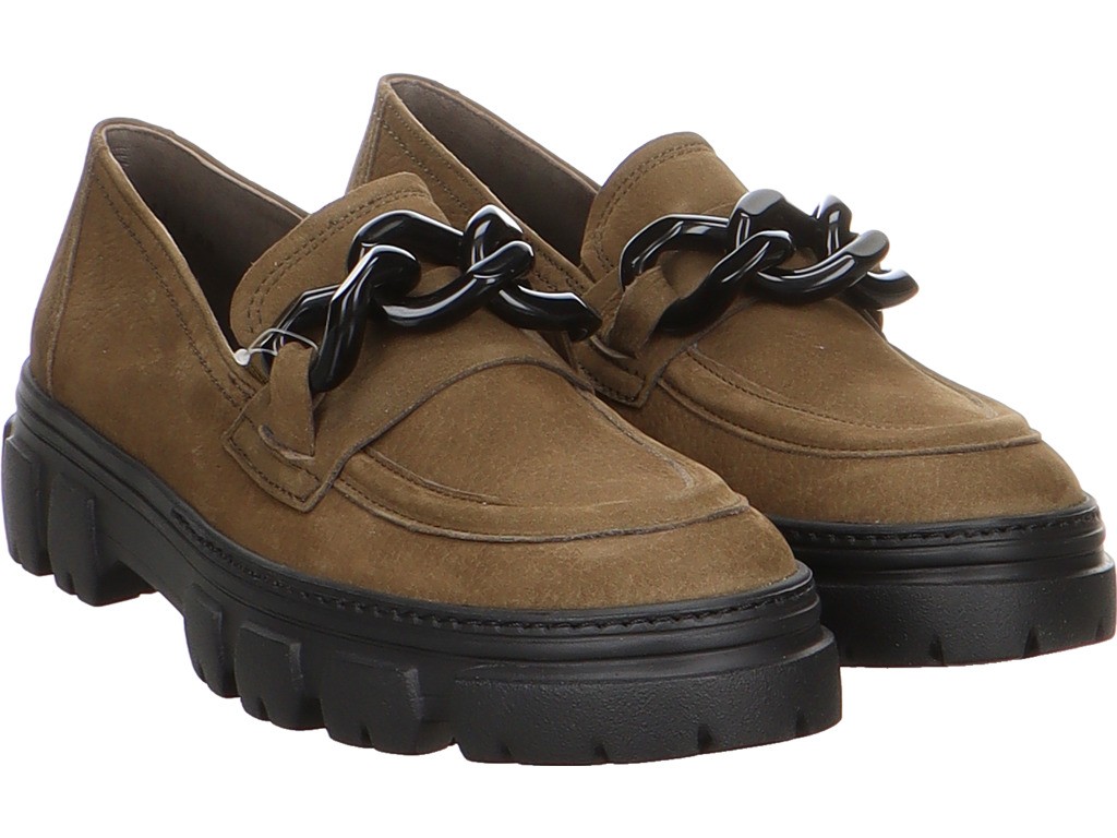 PAUL GREEN Klassische Slipper khaki Grained Nubuk oliv