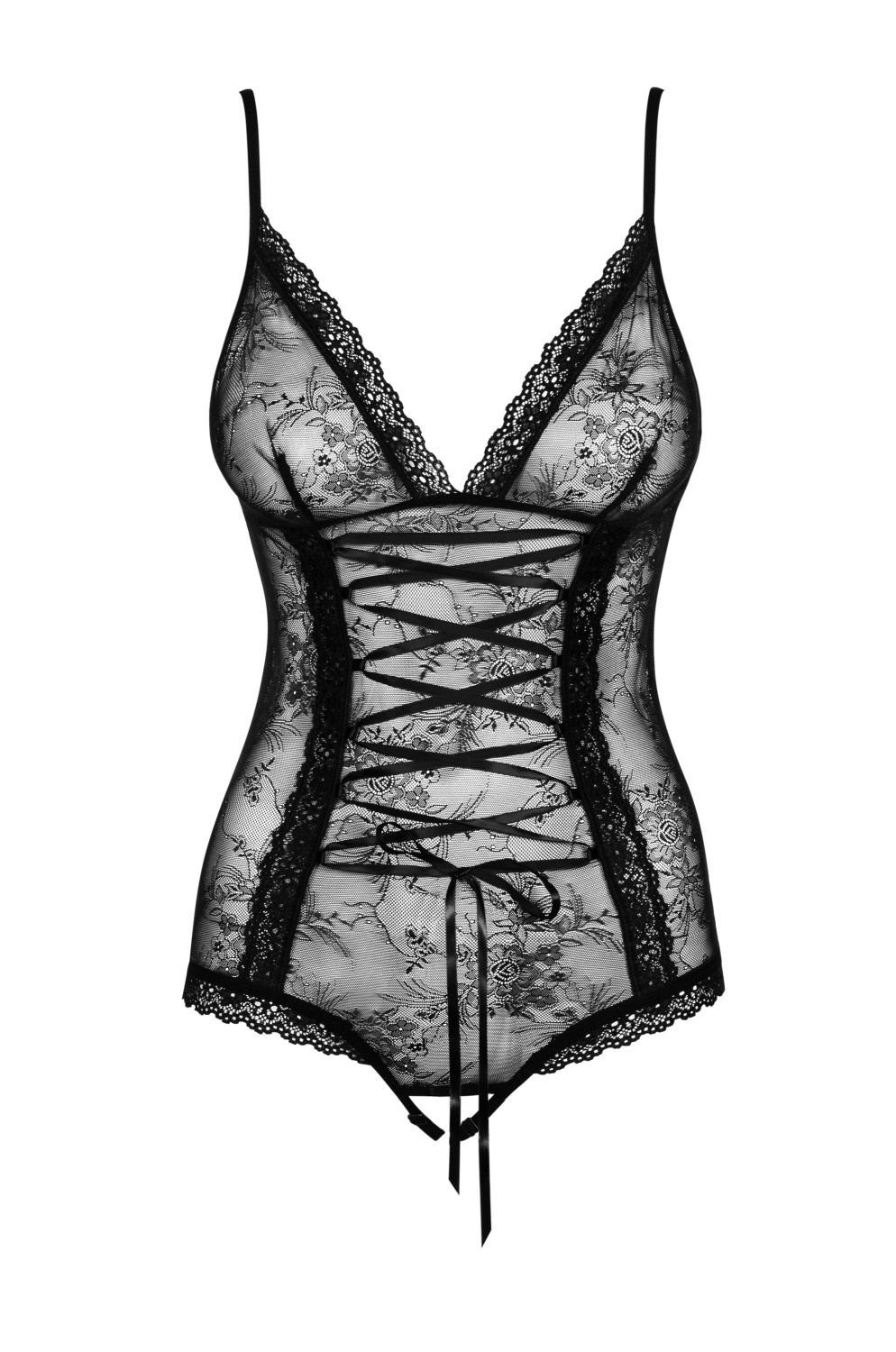 Obsessive Body Open Body Slevika schwarz offen transparent mit Spitze