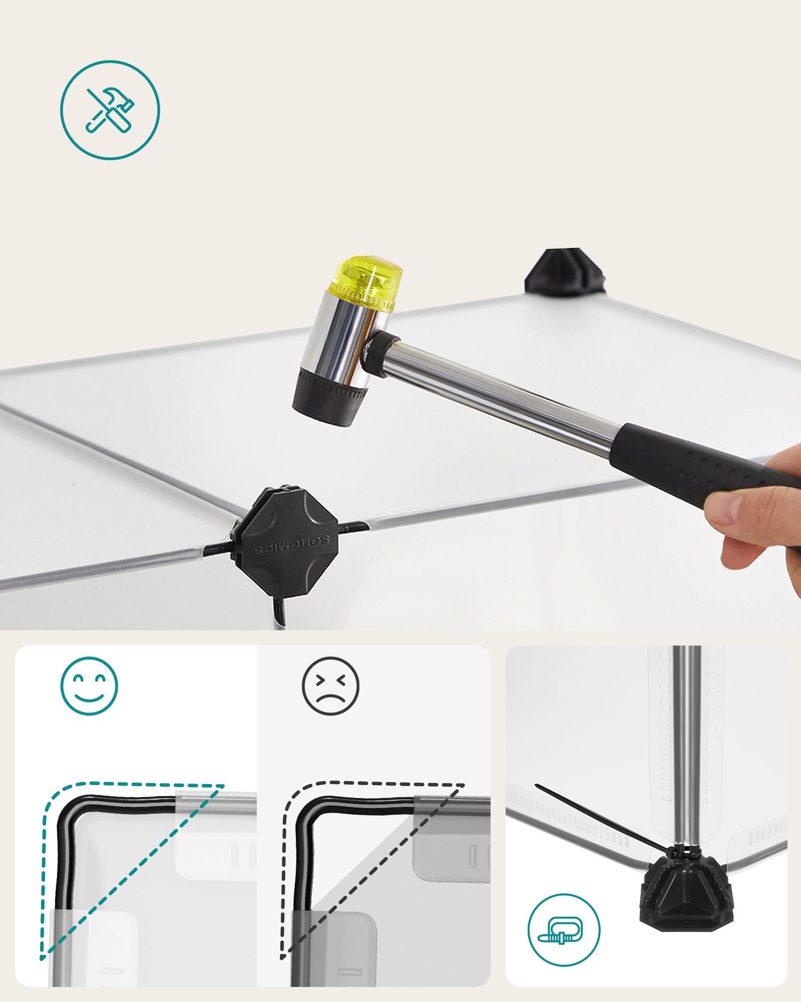 SONGMICS Kleintierkäfig, L-XXL, Freigehege, mit Bodenplatten, 20 Platten, DIY