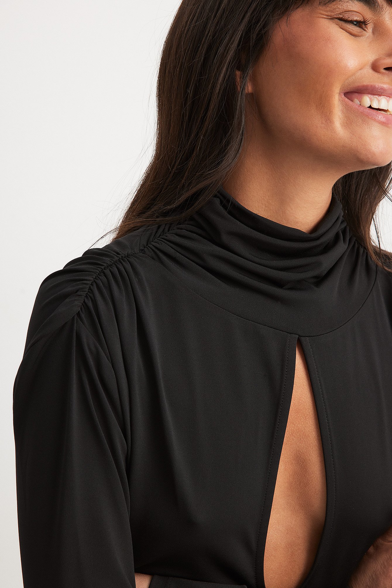 Wasserfall-Maxikleid aus Jersey mit Cut-out-Detail