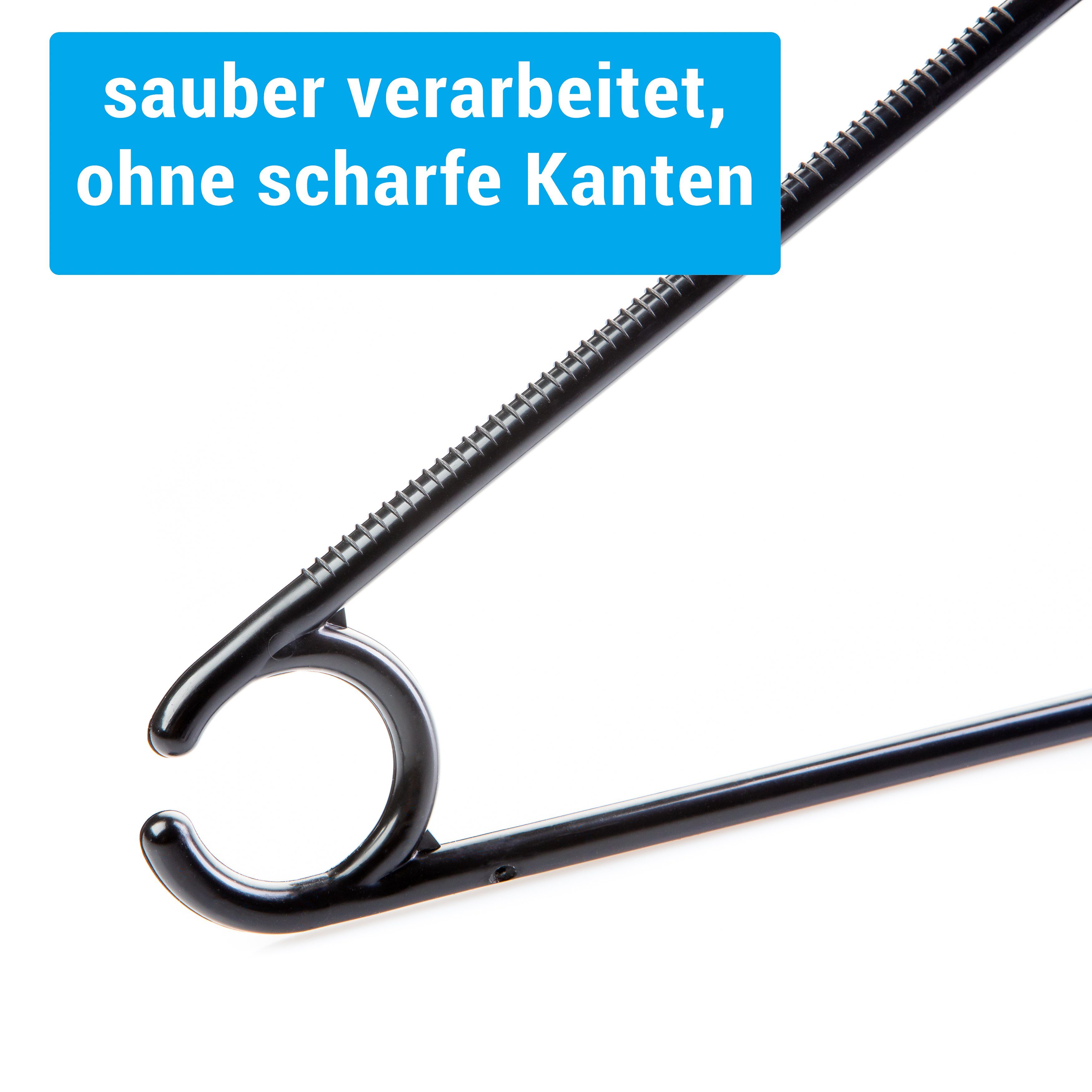 Centi Kleiderbügel 20 Kleiderbügel schwarz Kleiderbügel platzsparend aus Kunststoff, (Spar Set, 20-tlg), mit drehbaren Haken und Krawatten und Gürtelhalter