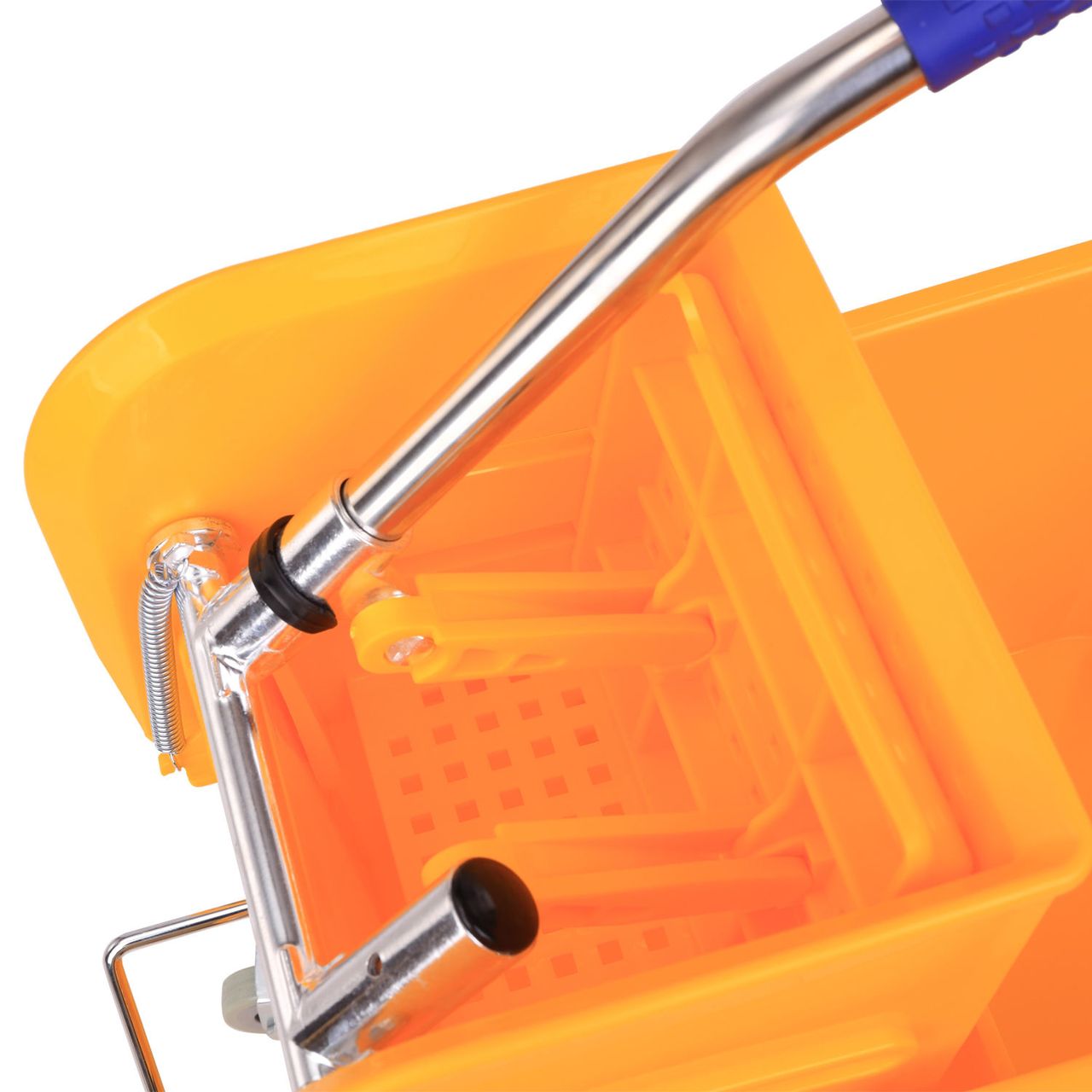 HOMCOM Putzwagen Fahreimer Putzeimer 20 Liter Wischwagen mit Presse 2 Kammern Gelb