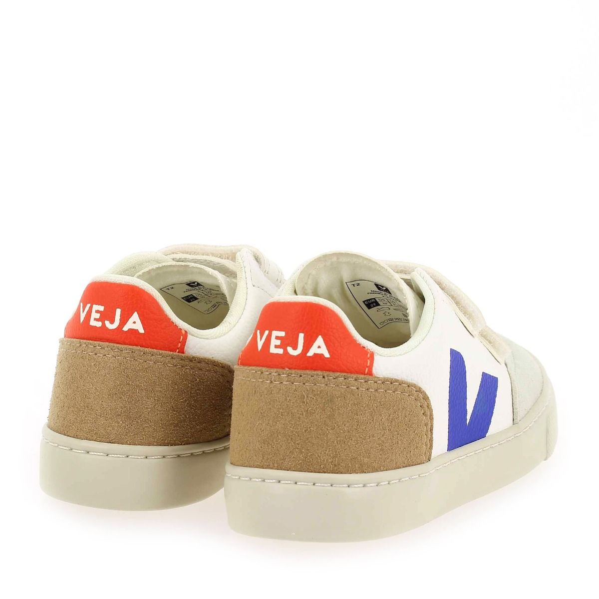 Veja  SMALL V12 VELCRO H23 - Blanc Bleu