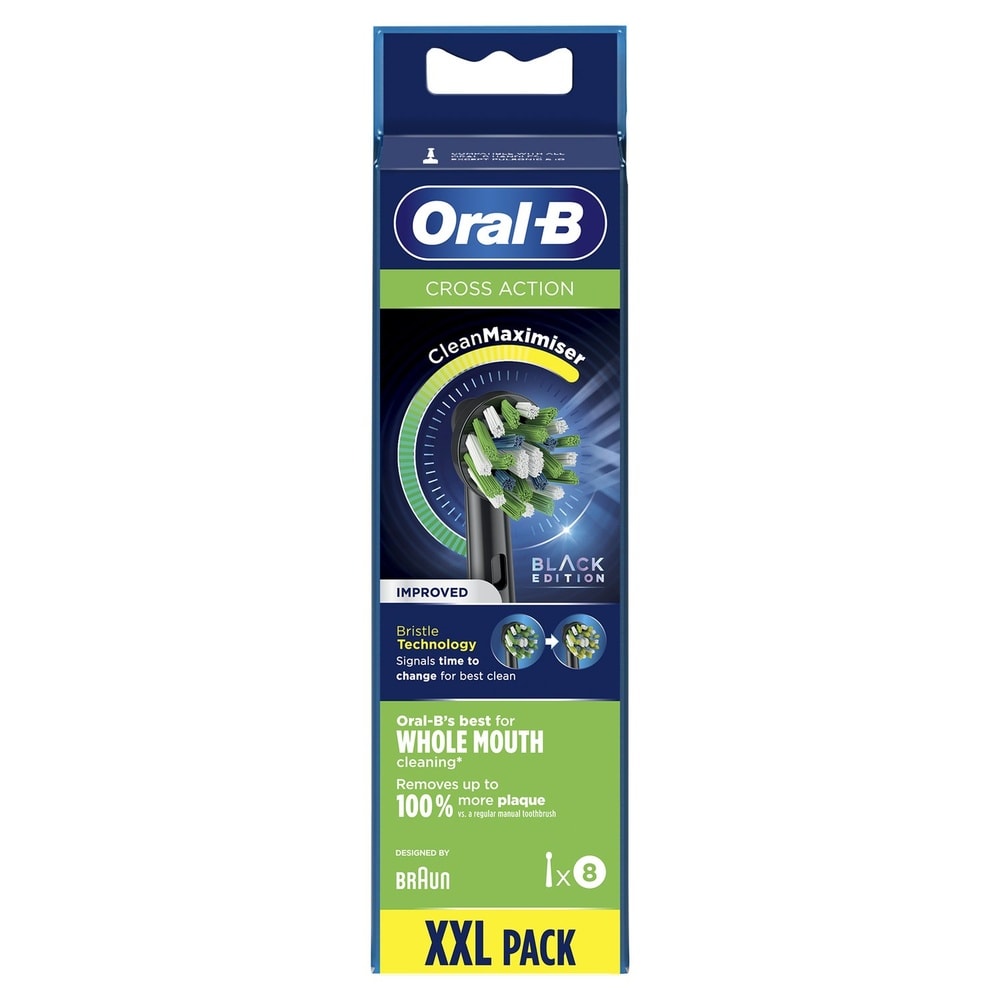 oral-b Oral-B CrossAction Brossette Avec CleanMaximiser, Noire, 8 Brossettes De Rechange