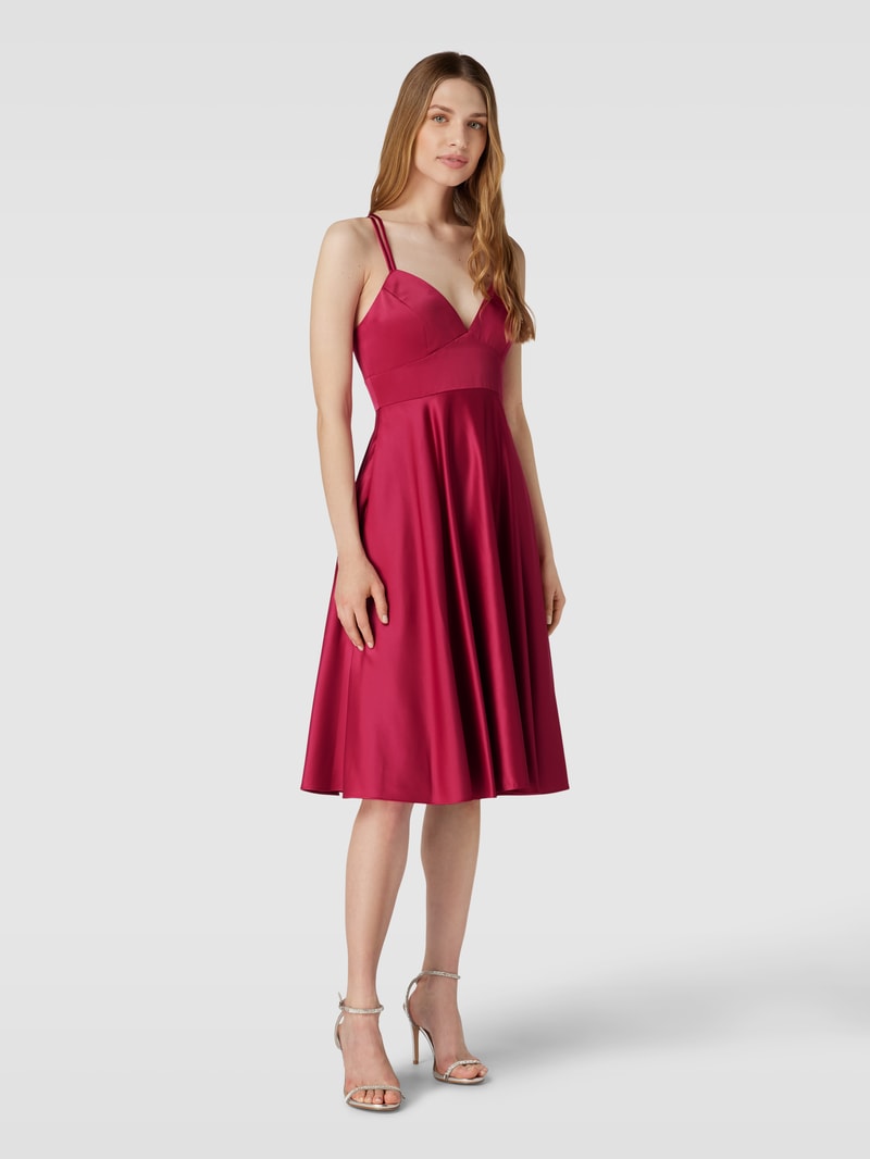 Cocktailkleid mit gekreuzten Spaghettiträgern in fuchsia