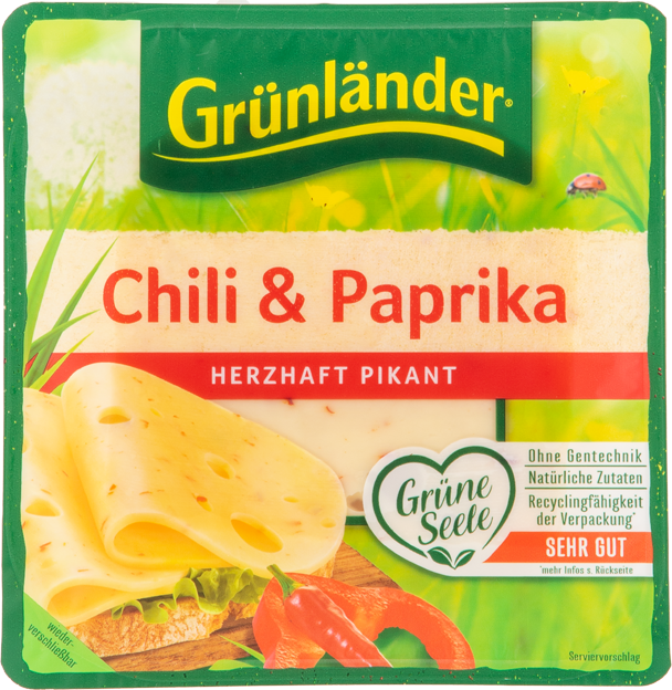 Grünländer Käse-Scheiben Chili-Paprika