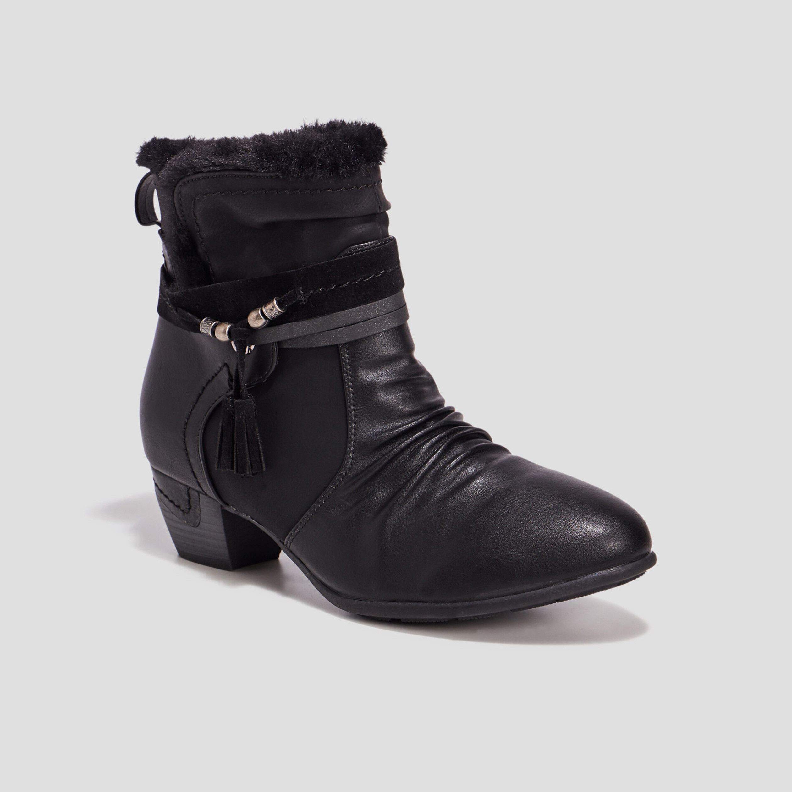 Bottines plissées noir femme | La Halle