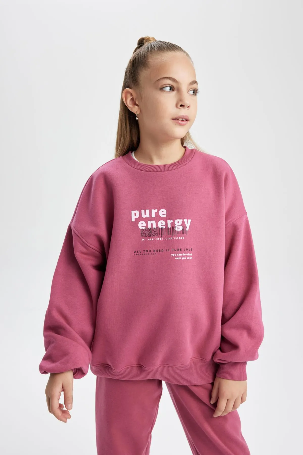 DeFacto  Dickes Mädchen-Sweatshirt in Oversize-Passform mit Rundhalsausschnitt und weicher, flauschiger Innenseite