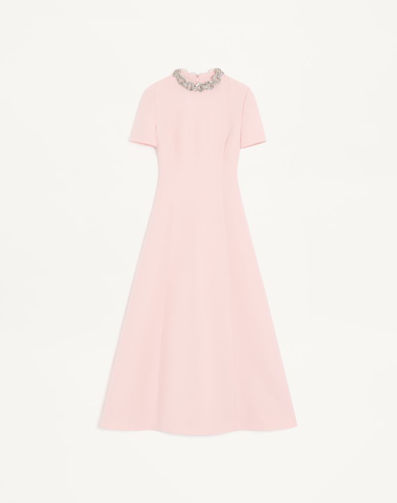 Vestido midi de crepe bordado