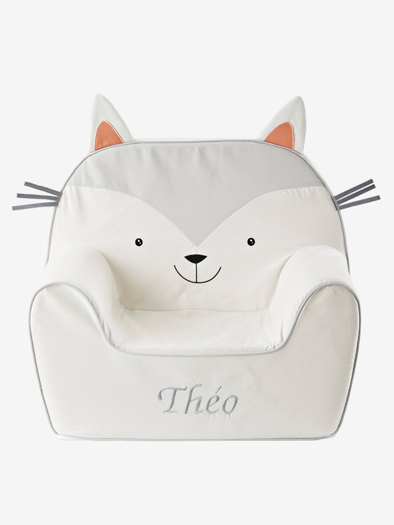 Vertbaudet Kinderzimmer Sessel KATZE, personalisierbar - grau