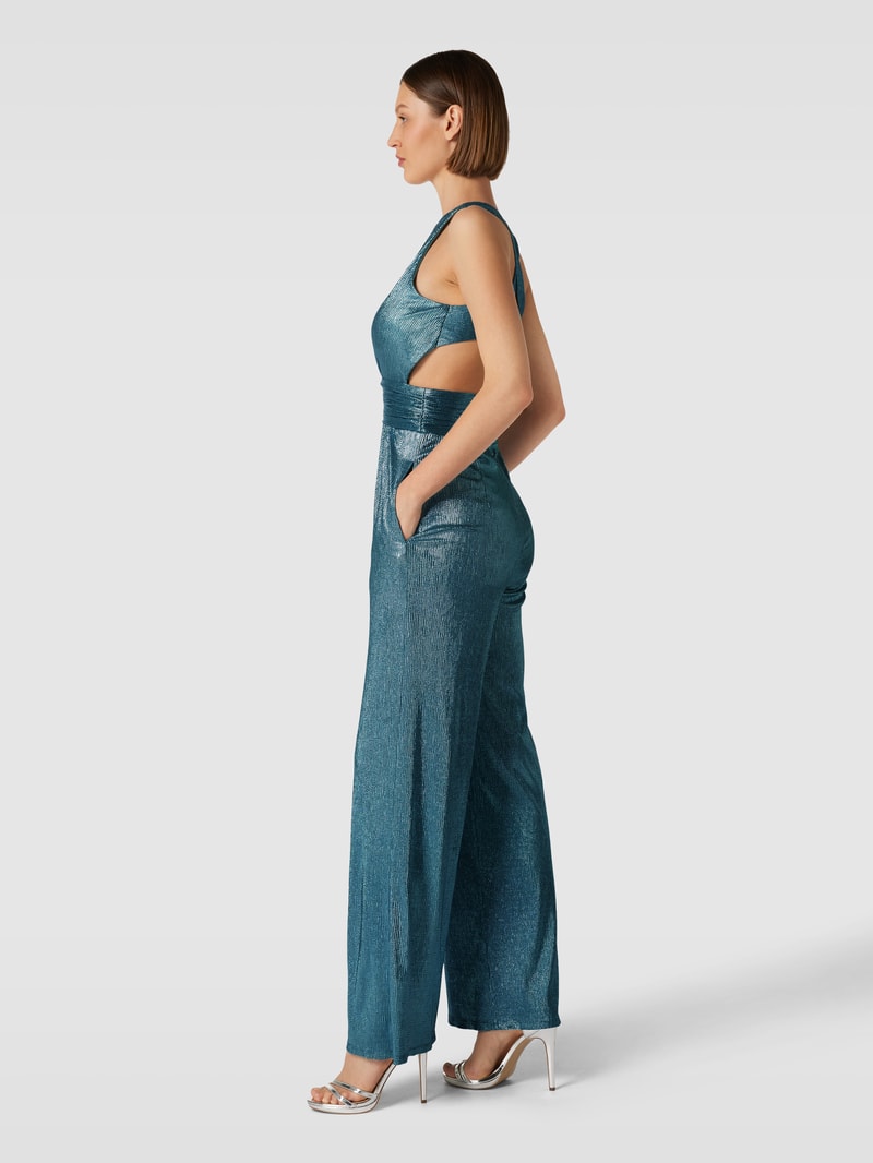 Jumpsuit mit Effektgarn in ozean blau