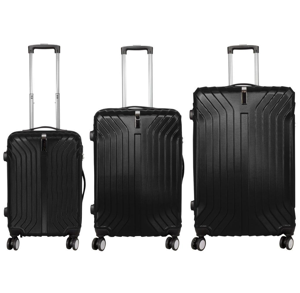 Valis Hartschalen-Trolley Reisekoffer ABS Hartschalenkoffer 4x Doppelrollen M/L/XL, Zahlenschloss & drehbar um 360° & 2-Wege Reißverschluss
