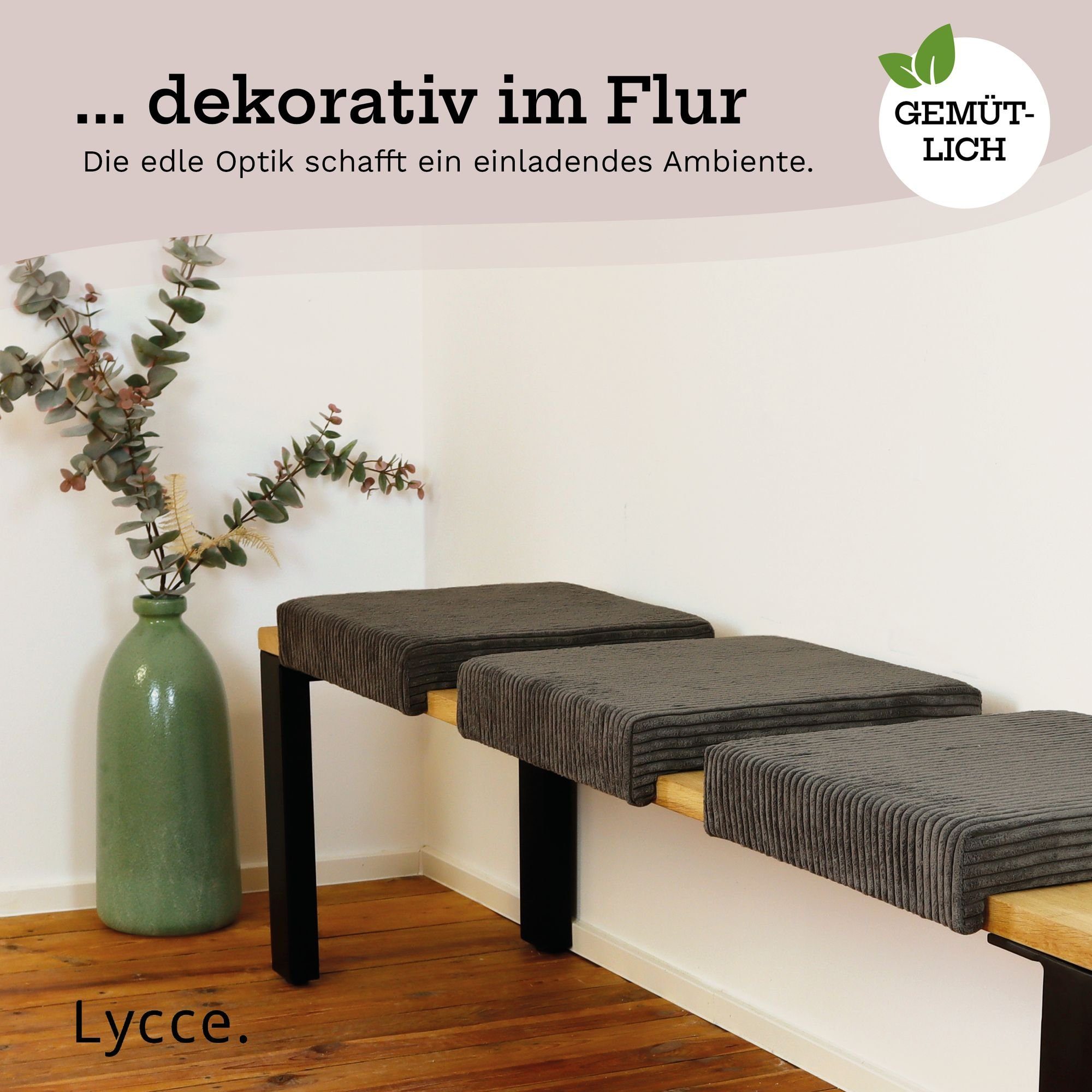 animal-design Bankauflage Klemmkissen 1 Leiste Cordstoff extra Polsterung, für Banktiefe ab 35cm