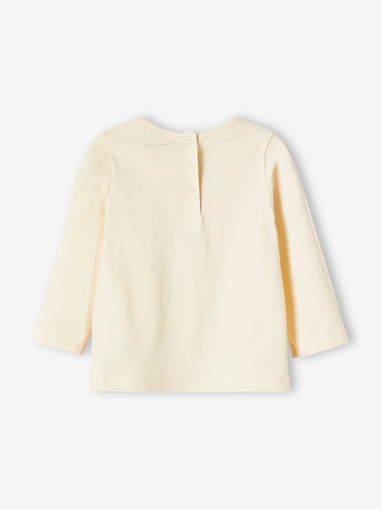 Vertbaudet Mädchen Baby Shirt, Herz-Tasche BASIC Oeko-Tex - hellbeige