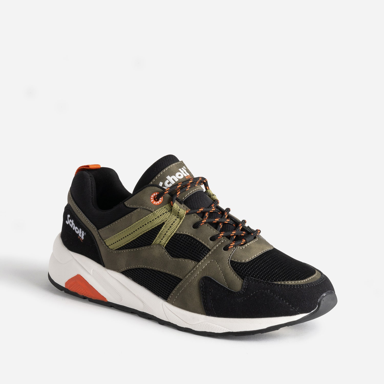Basket SCHOTT noire, kaki, orange