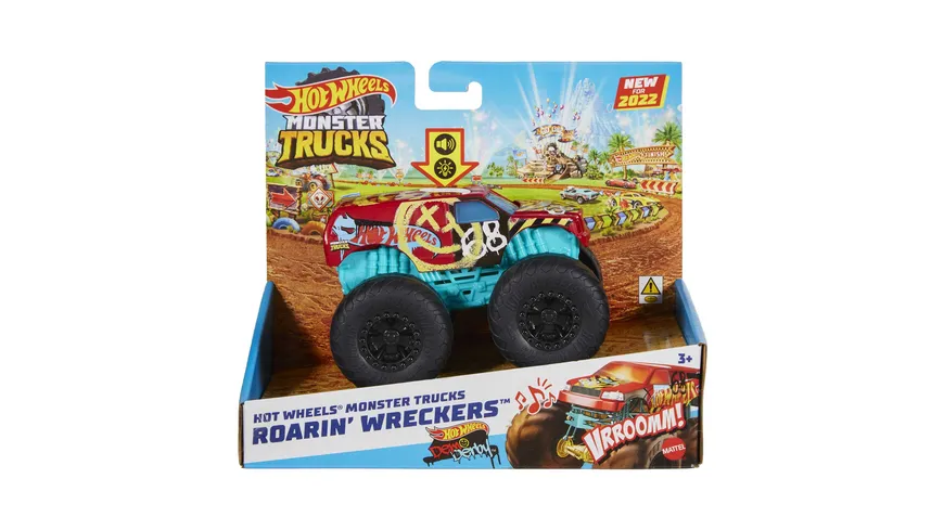 Hot Wheels Monster Trucks Roarin’ Wreckers Trucks mit Licht- und Geräuscheffekten, 1 Stück, sortiert