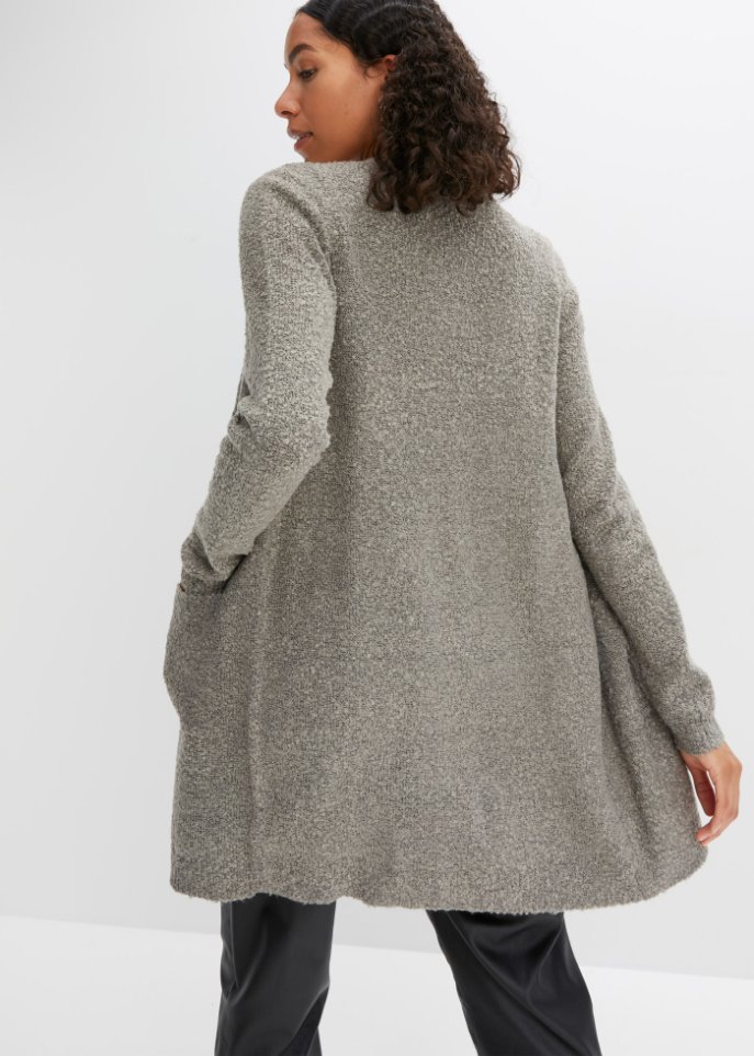 Boucle-Longstrickjacke