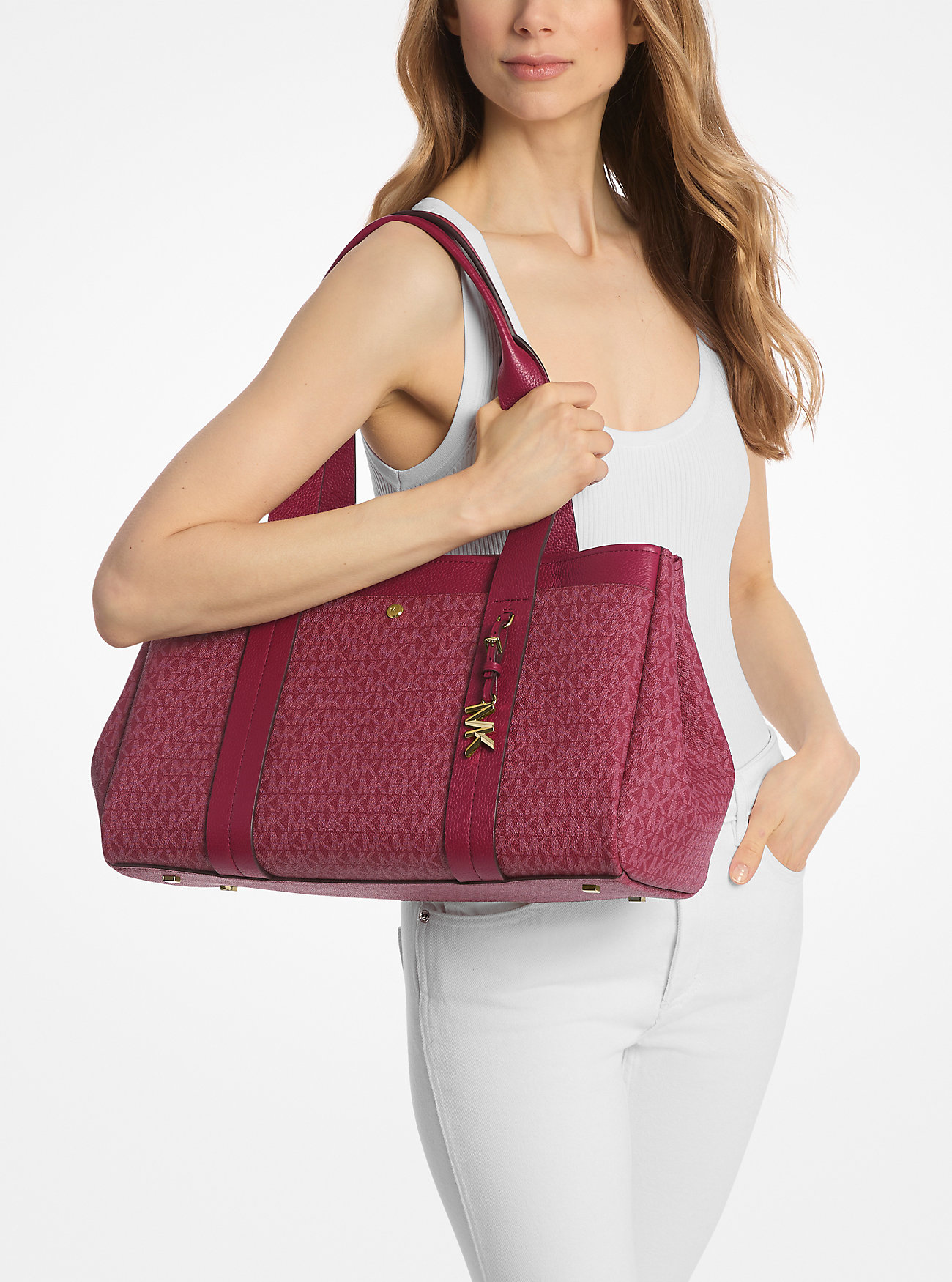 Romee Large Signature Logo and Leather Tote Bag - MULBERRY