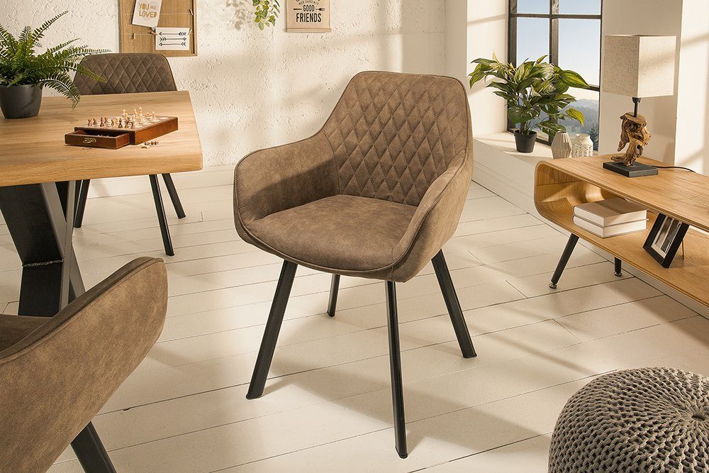 riess-ambiente Polsterstuhl PALERMO taupe / schwarz (Einzelartikel, 1 St), Esszimmer · Microfaser · Metall · mit Armlehne · Retro