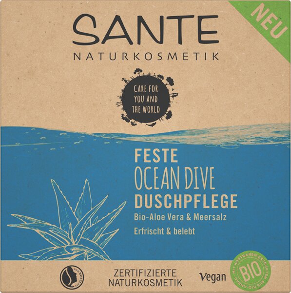 Sante Feste OCEAN DIVE Duschpflege Bio-Aloe Vera & Meersalz Festes Duschgel