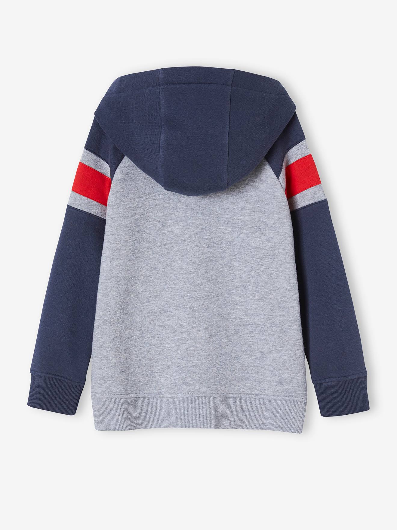Sweat à capuche motif graphique manches raglan garçon bleu nuit
