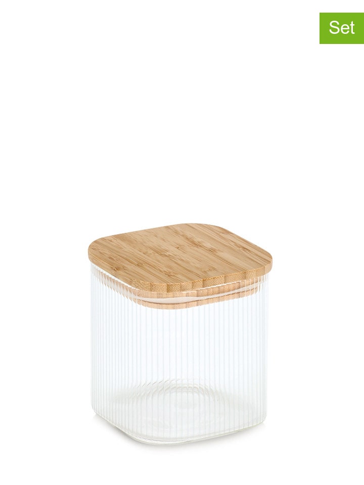 Zeller 2er-Set: Vorratsgläser in Transparent/ Hellbraun - (H)11 x Ø 10 cm günstig kaufen onesize