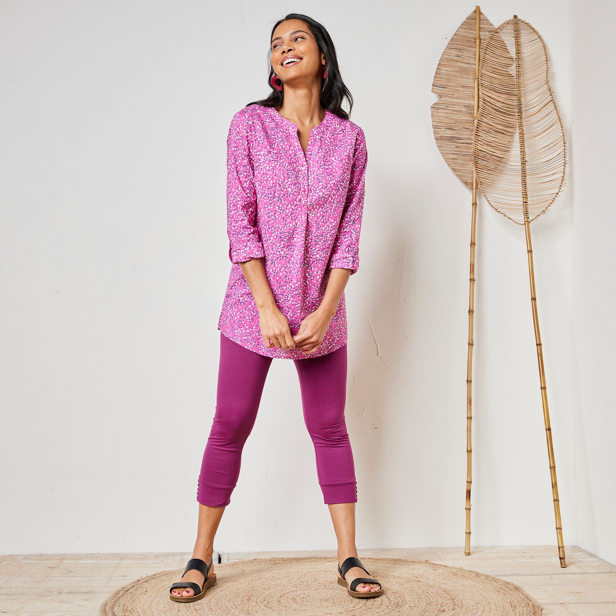 Legging 3/4, bas boutonné