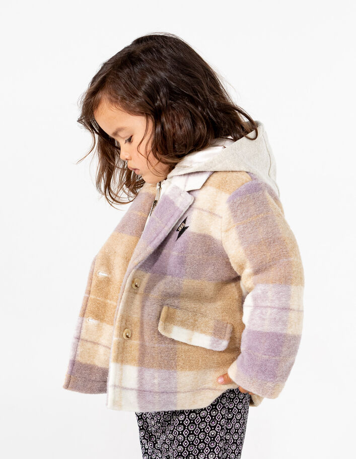 Manteau parme motif carreaux bébé fille