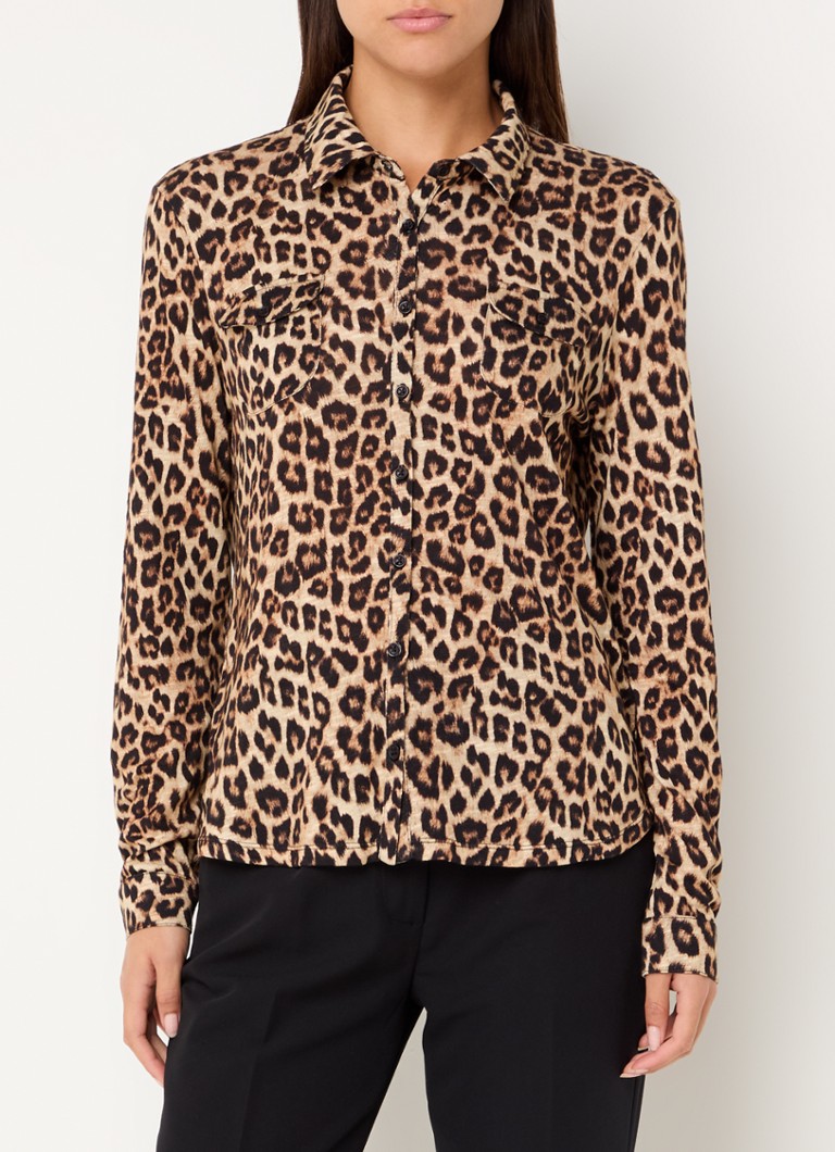 Gerard Darel  Annelaure blouse met panterprint en borstzakken
