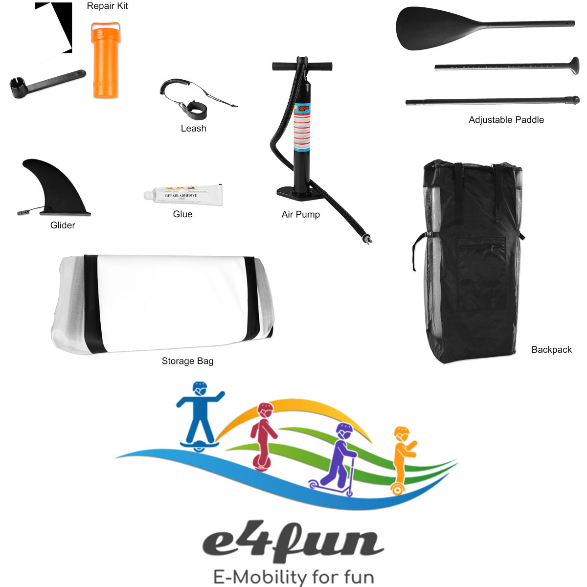 designed4inspiration e4fun Stand Up Paddle Board Türkis 305 x 71 x 10 cm, Allround-Board
