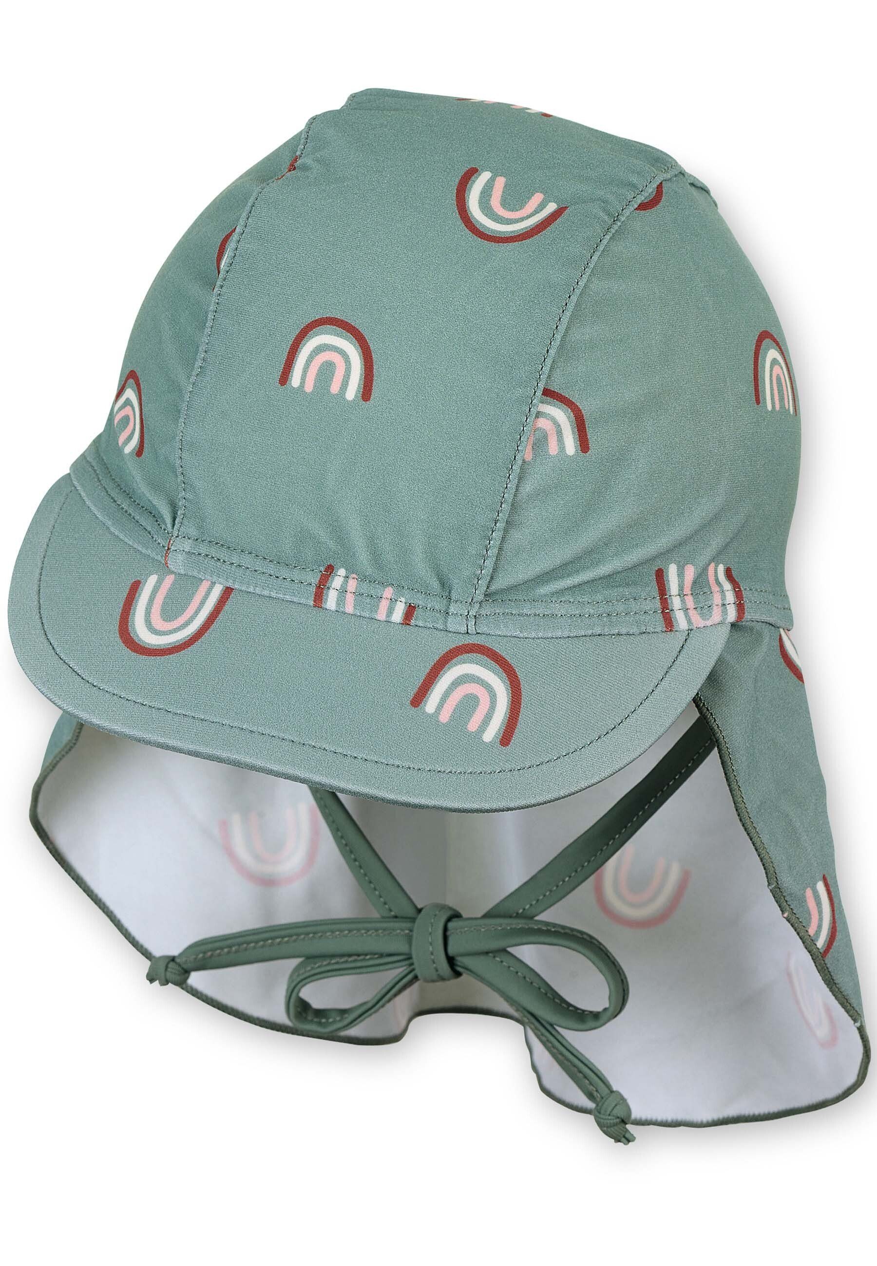 Sterntaler® Badeanzug Schirmmütze mit Nackenschutz, Regenbogen (1-St., Schirmmütze mit Bindeband, Babymütze Sommermütze Kinder) Erstlingsmütze mit Nackenschutz, Größenregulierungsband