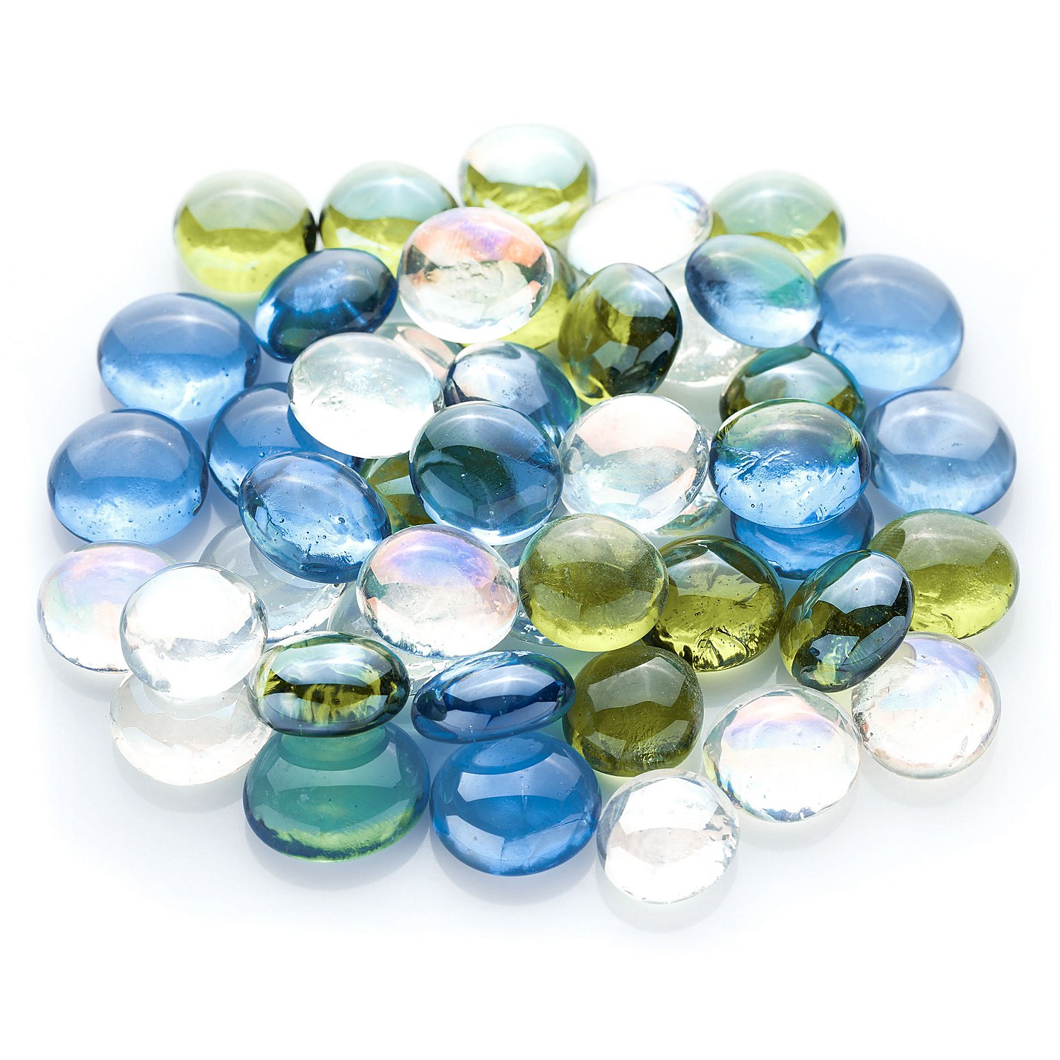 Glas-Nuggets-Mix, blau-grün-transparent, 15–20 mm, 200 g