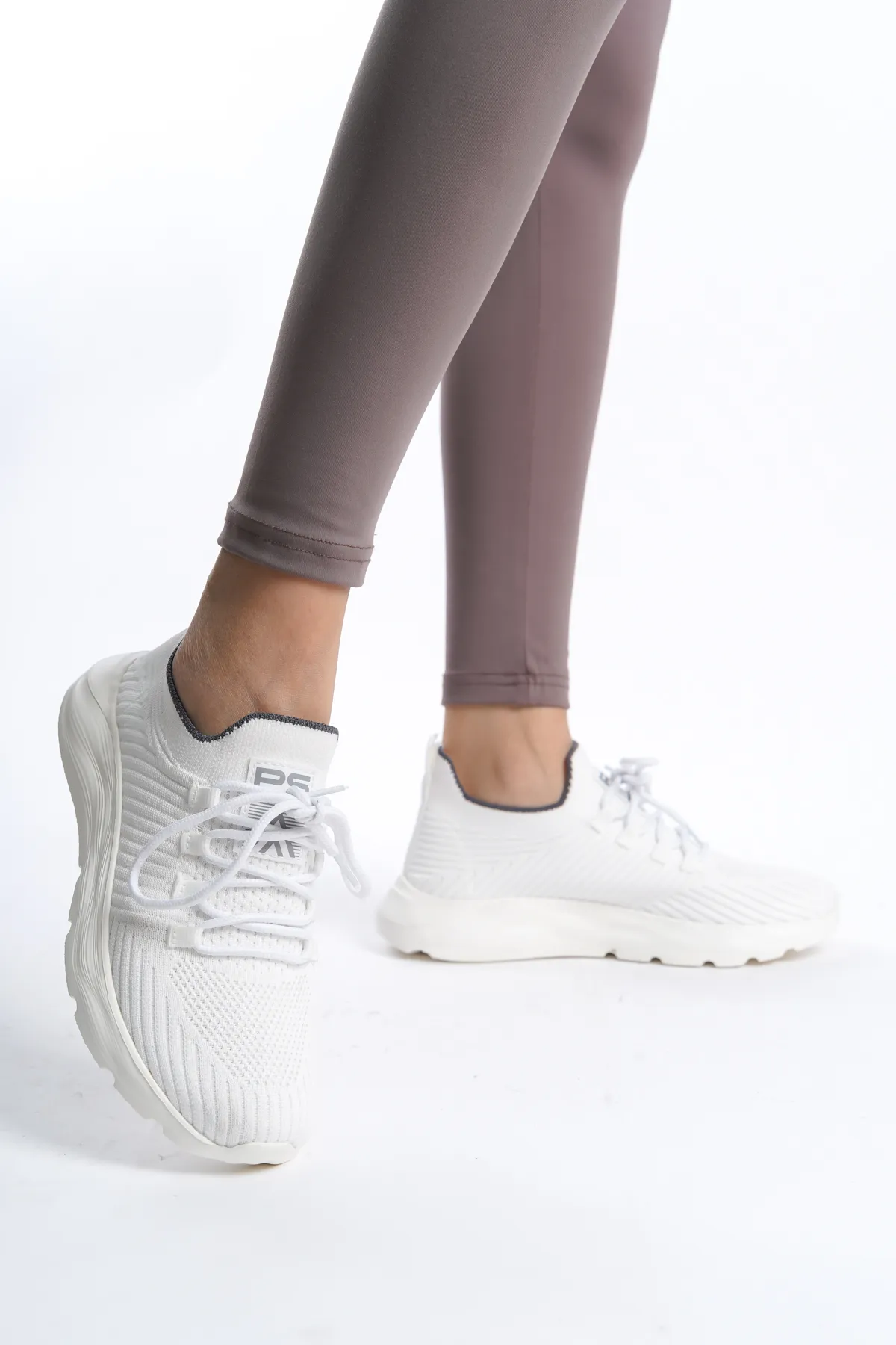 en7  Weißer, bequemer und leicht zu tragender Strick-Sneaker 4556 für Unisex