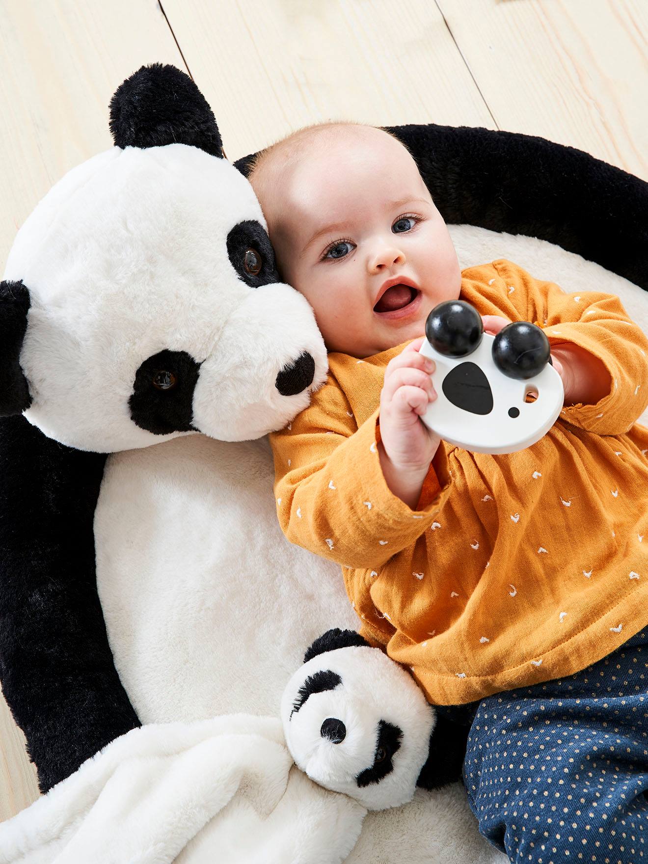 Vertbaudet Baby-Geschenkset: Schmusetuch + Babydecke, Panda - weiß/schwarz