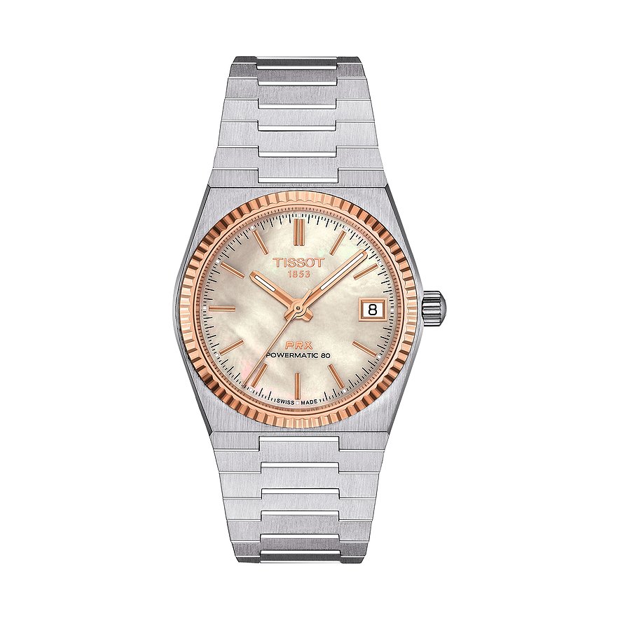 Tissot Damenuhr PRX Powermatic 80 Stahl & 18K Goldlünette