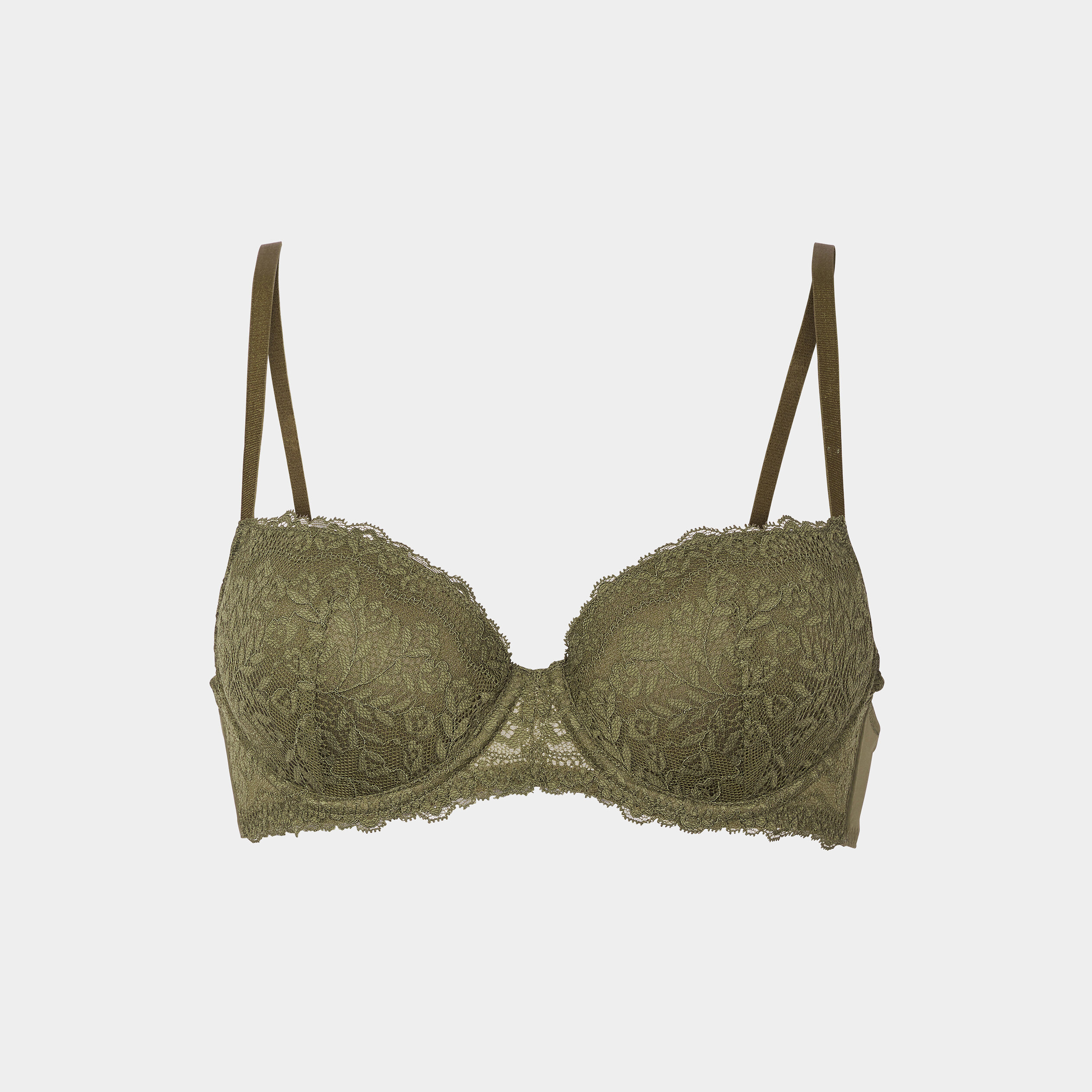 Soutien-gorge corbeille micro dentelle vert kaki femme | La Halle