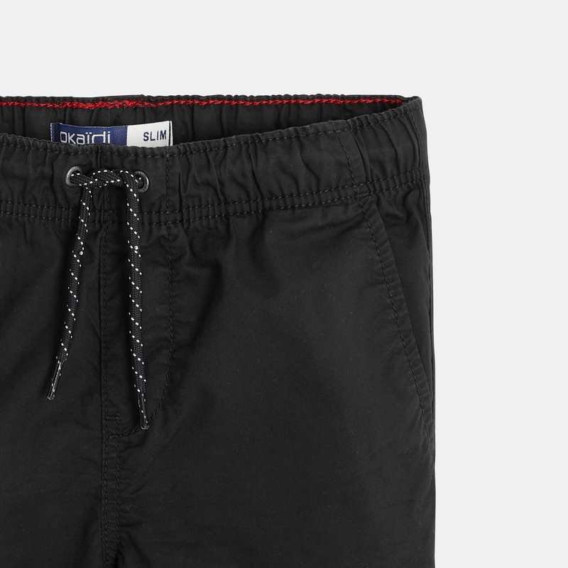 Bermuda slim en toile unie noir garçon