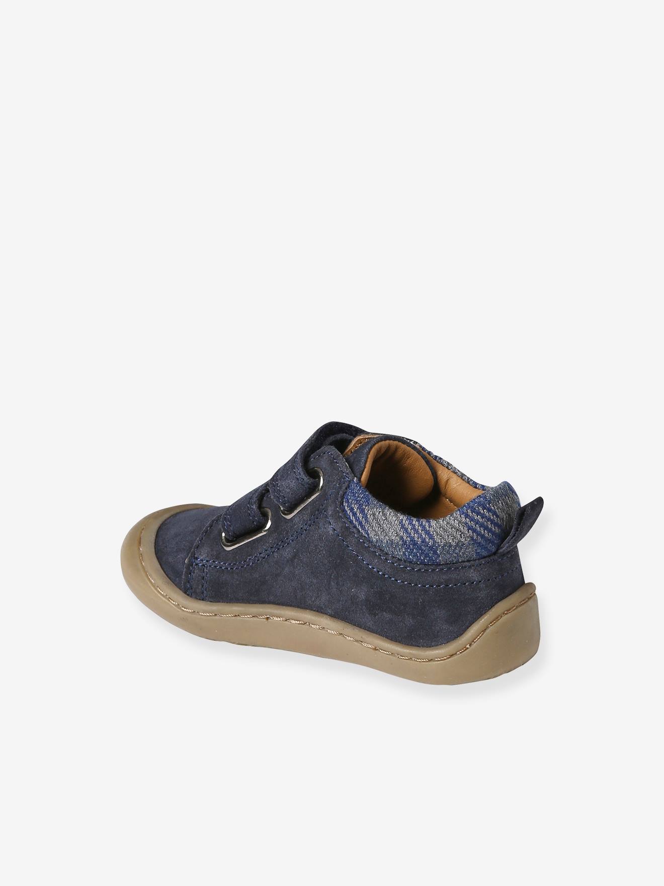 Bottillons scratchés cuir souple bébé premiers pas bleu