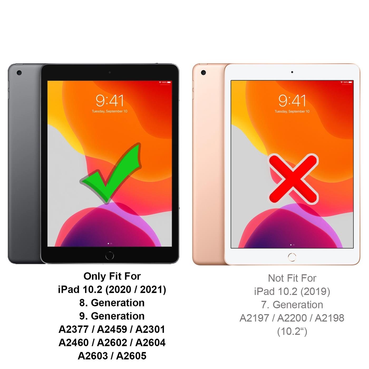 CoolGadget Tablet-Hülle Book Case Tablet Tasche für iPad (2020/2021) 25,9 cm (10,2 Zoll), Hülle Klapphülle Cover für Apple iPad (8/9. Generation) Schutzhülle