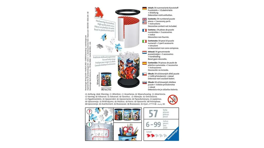 Ravensburger Puzzle - 3D Puzzles - Utensilo Miraculous - 54 Teile