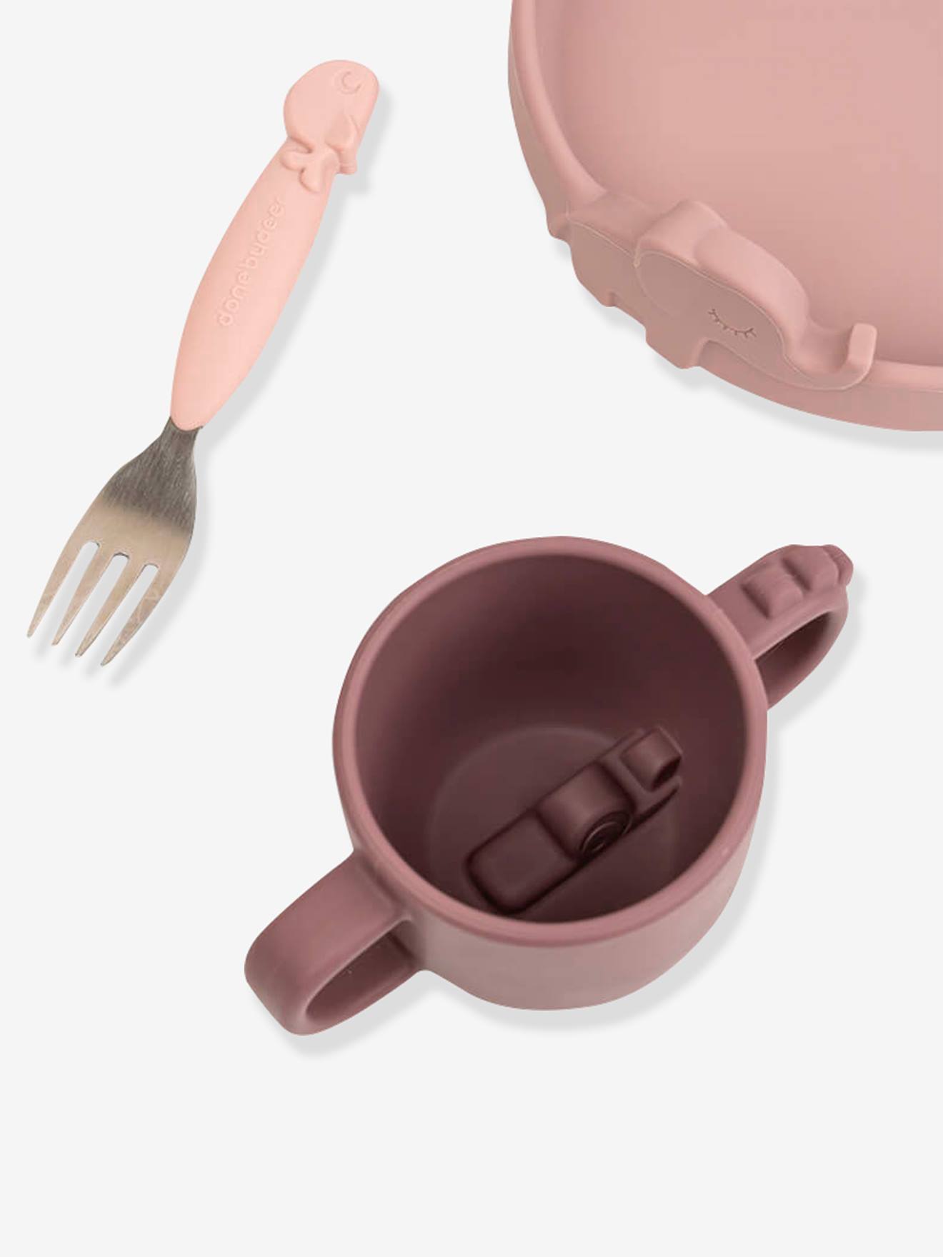 Coffret repas 3 pièces DONE BY DEER Peekaboo Deer Friends en silicone bleu