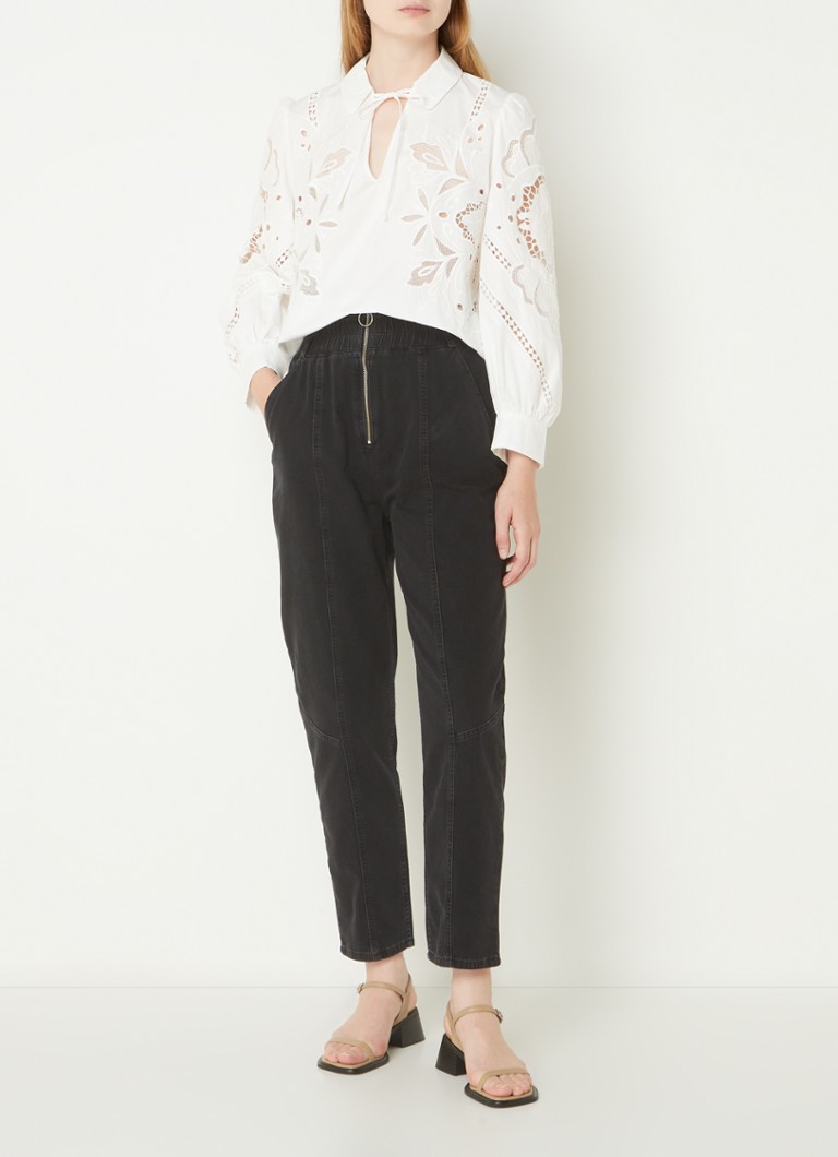 Blugi Ba&sh Mony cu toc înalt, crop, stil Mom Fit, cu buzunare subțiri