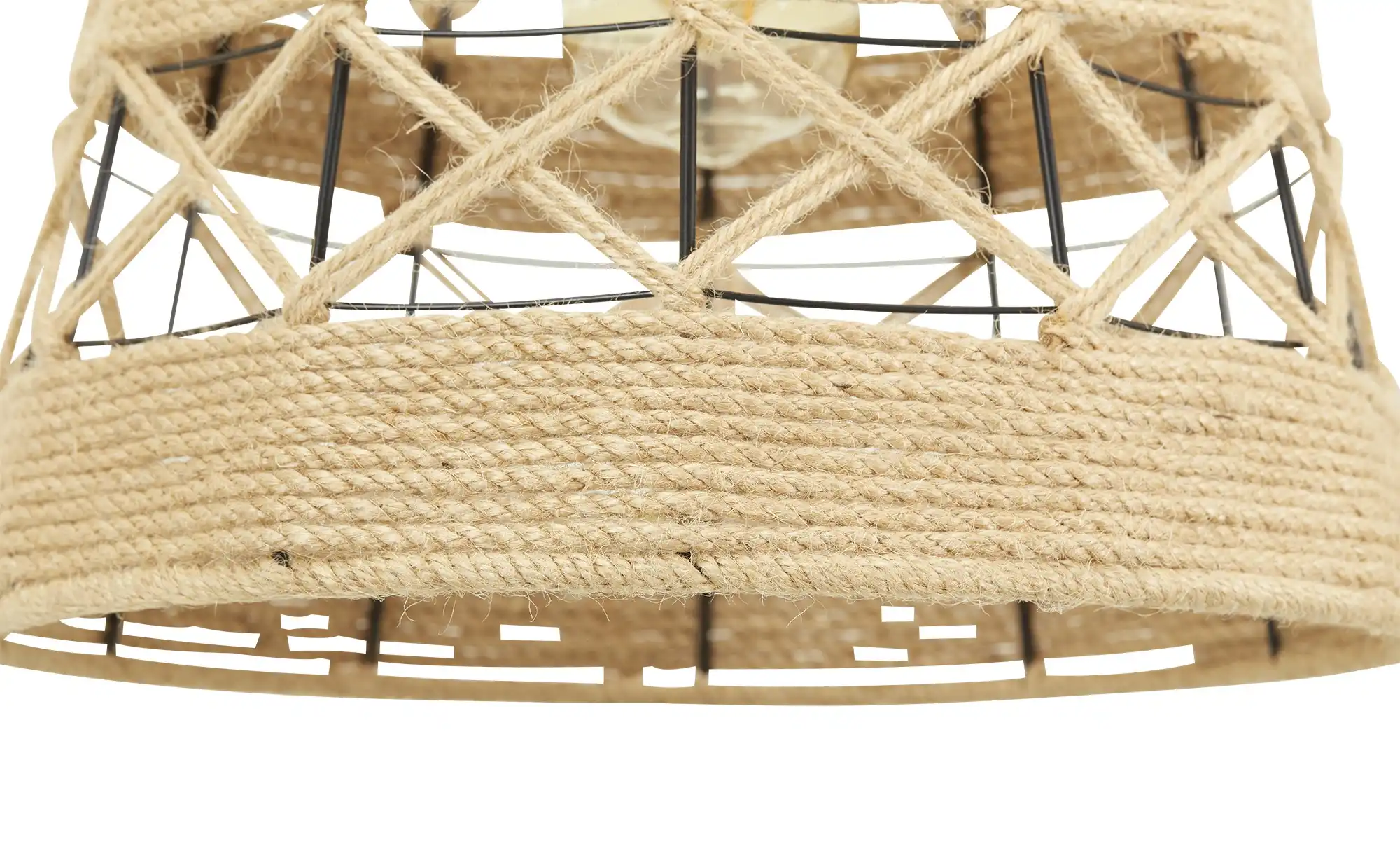 KHG Pendelleuchte, 1-flammig, Hanf-Seil geflochten `Trommel`