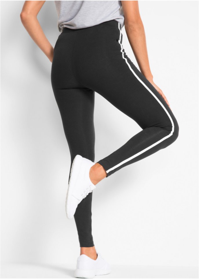 Sport-Leggings mit seitlichem Kontraststreifen, knöchelfrei