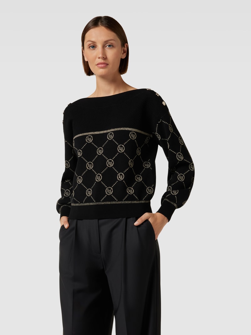 Strickpullover mit Effektgarn in schwarz