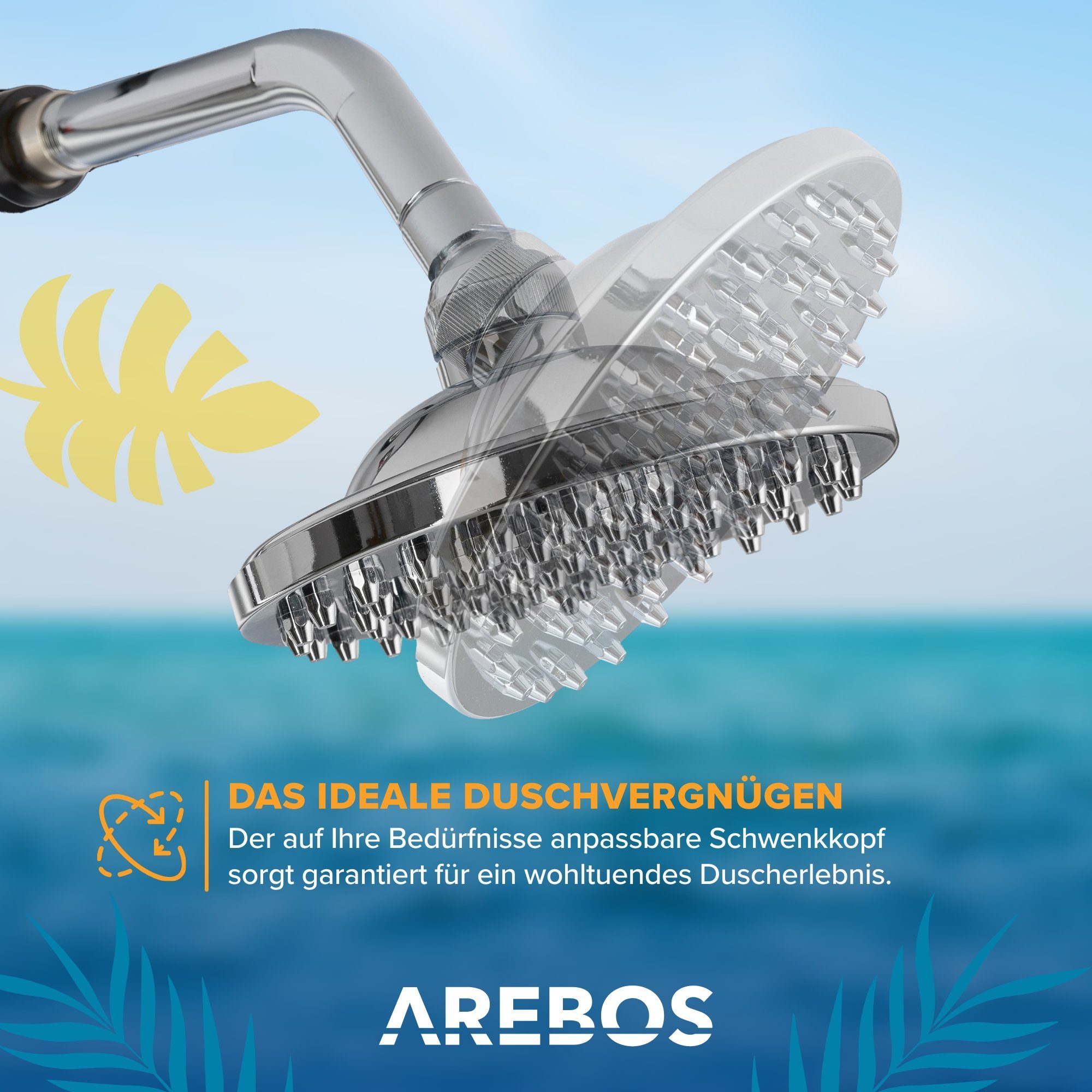 Arebos Solardusche 40 L, inkl. Abdeckhaube, mit integriertem Thermometer (Silber, Stück)