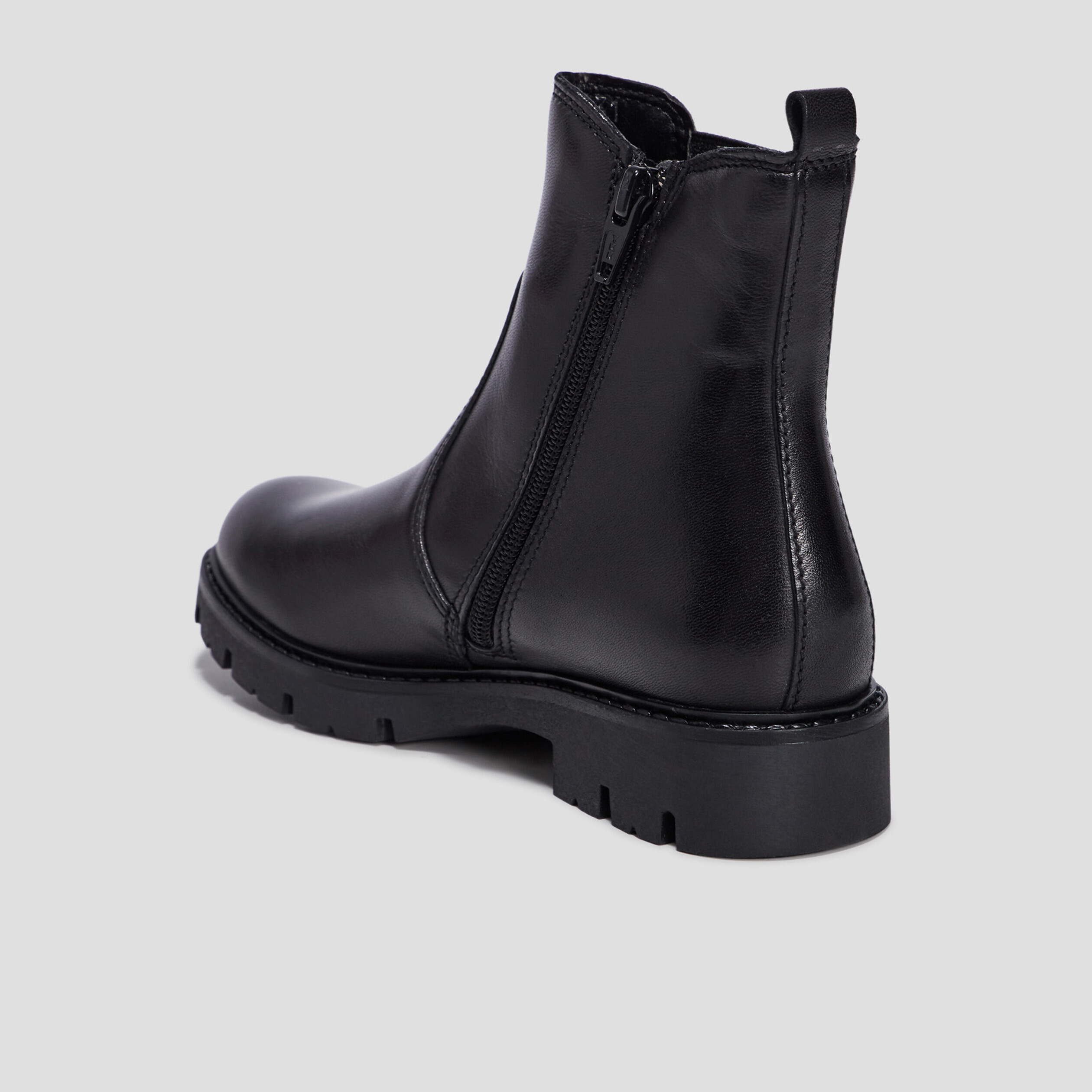 Bottines crantées en cuir noir fille | La Halle